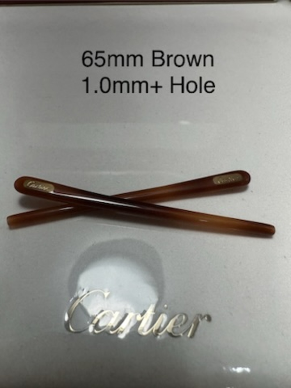 Cartier Eyeglasses Temple Tips 1 pair Brown 65mm Standard Hole 1.0mm New